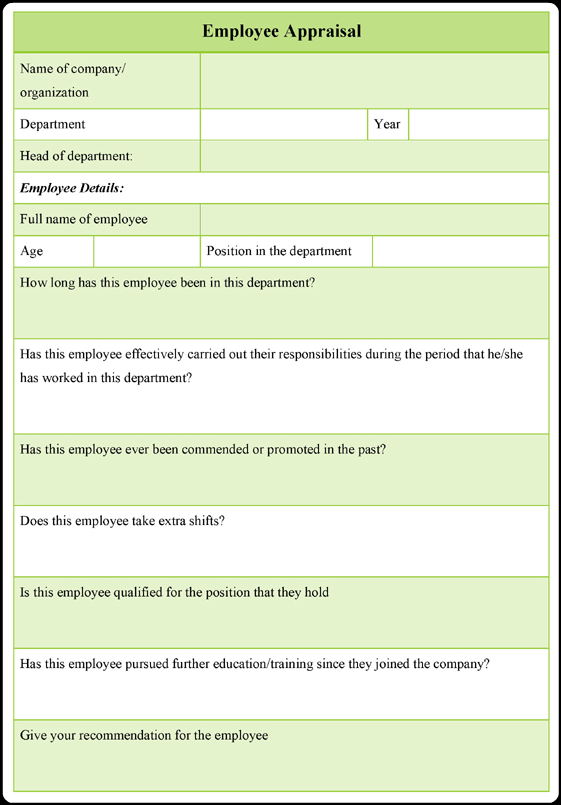 Employee Appraisal Form Template 3 Download Samples In PDF Word